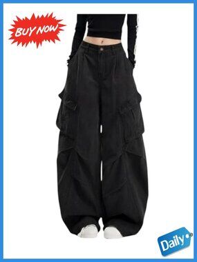 Baggy Wide Leg Cargo Pants High Waisted Y2K Loose Fit